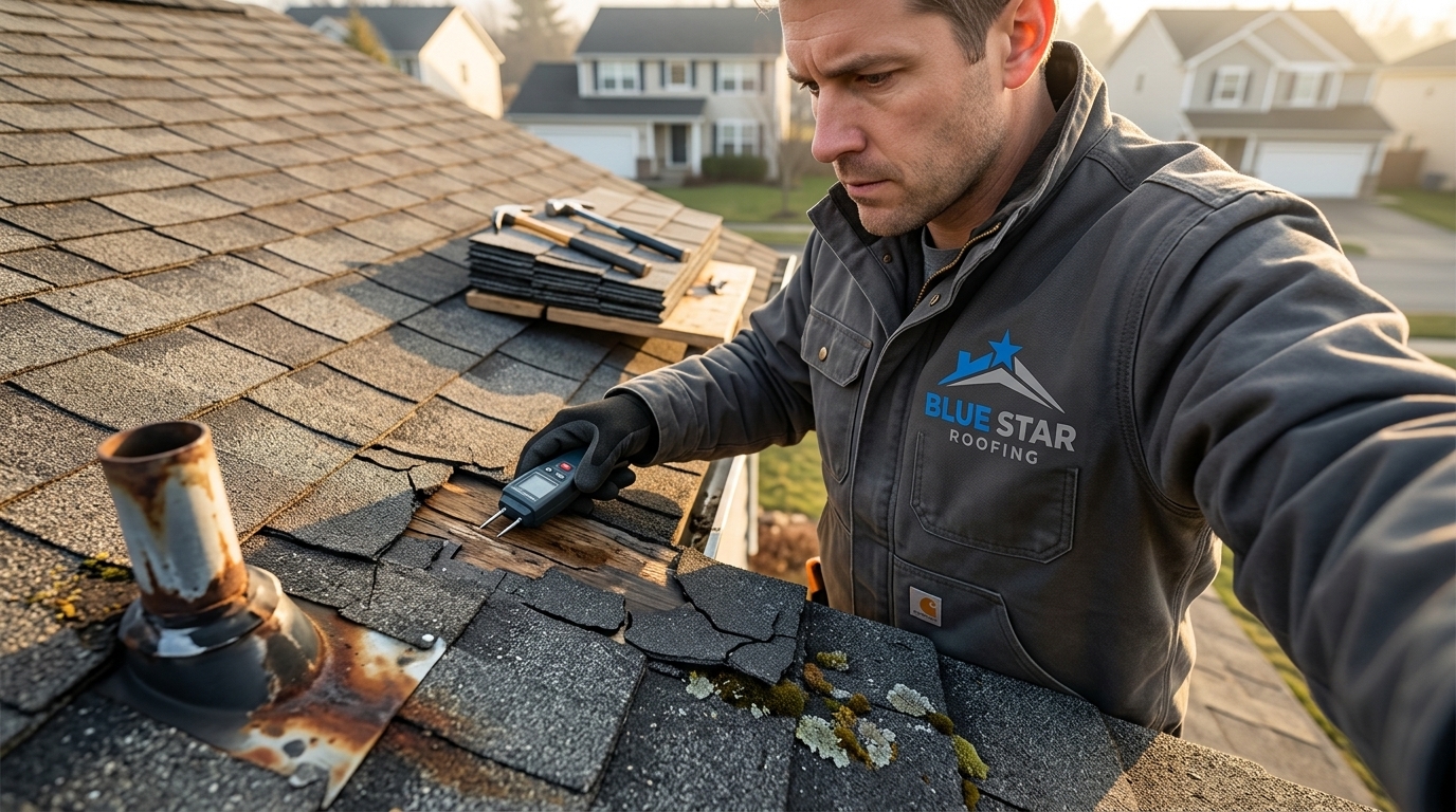 Early warning signs of a roof leak Anaheim residents should watch for, including cracked shingles and discolored flashing