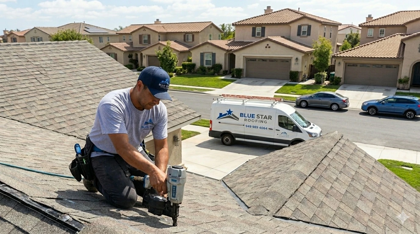 Blue Star Roofing crew at work